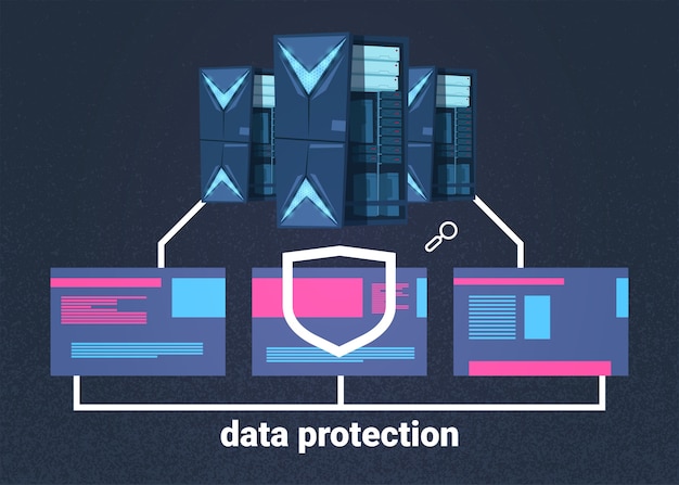 Vector centro de computación de protección de datos