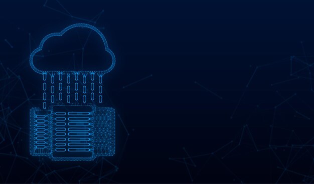 Centro de datos. Banner de concepto de servicio de mainframe, rack de servidores. Cuarto de servicio. Ilustración vectorial de stock