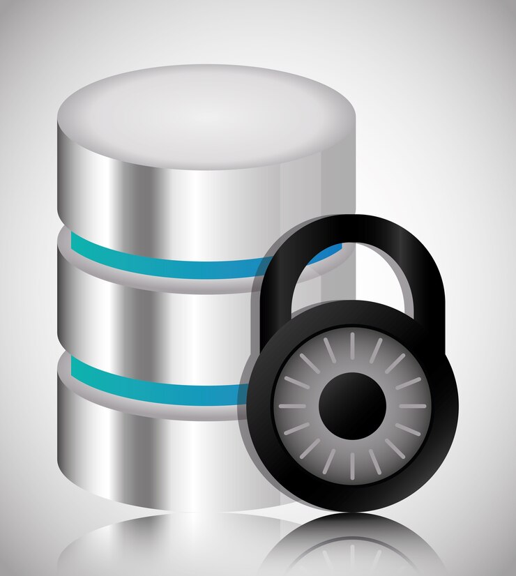 Vector centro de datos de padlock web hosting icono de computación en la nube