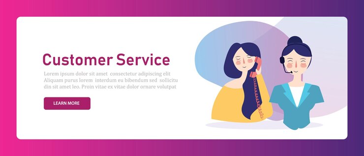 Vector centro de llamadas de servicio al cliente mujer consultora charla ayuda soporte línea directa asistente web banner