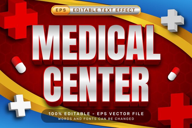 centro médico efecto de texto 3D y efecto de texto editable