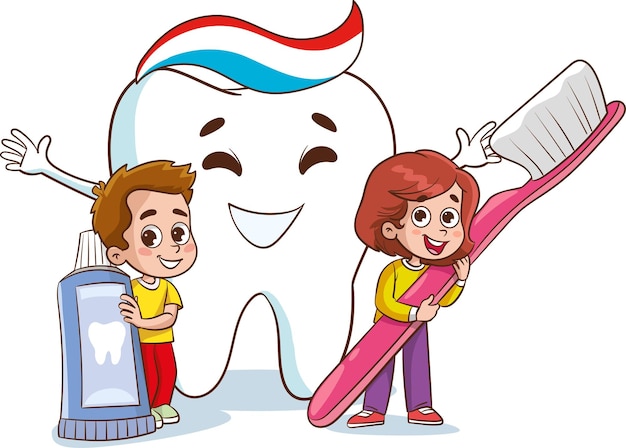 cepillado vectorial concepto de dientes con personaje de dibujos animados
