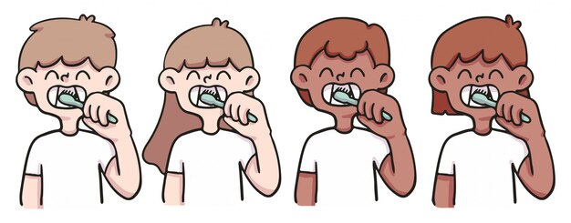cepillarse los dientes ilustración de personas lindas