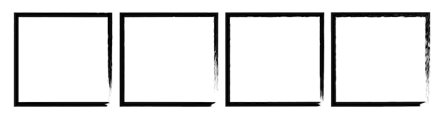 Cepillo cuadrado grunge negro marco rectangular conjunto de vectores