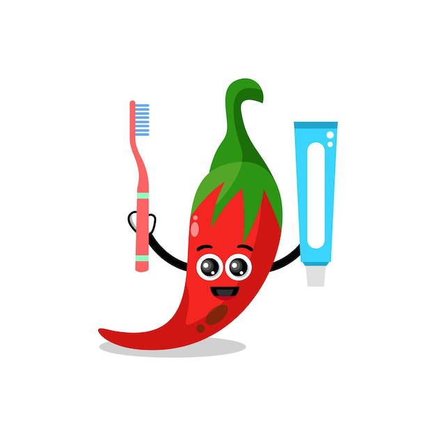 Cepillo de dientes chili personaje lindo logo