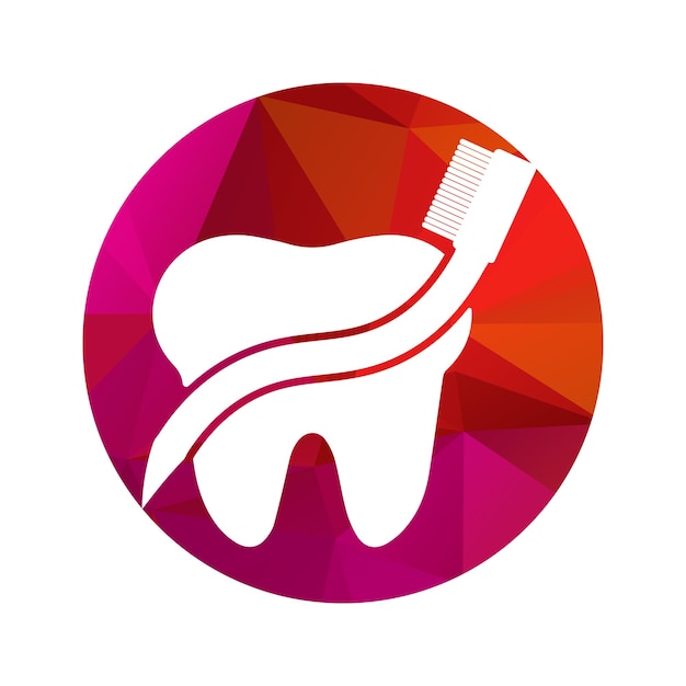 Cepillo de dientes y dientes dentro de una forma de ilustración de vector de círculo