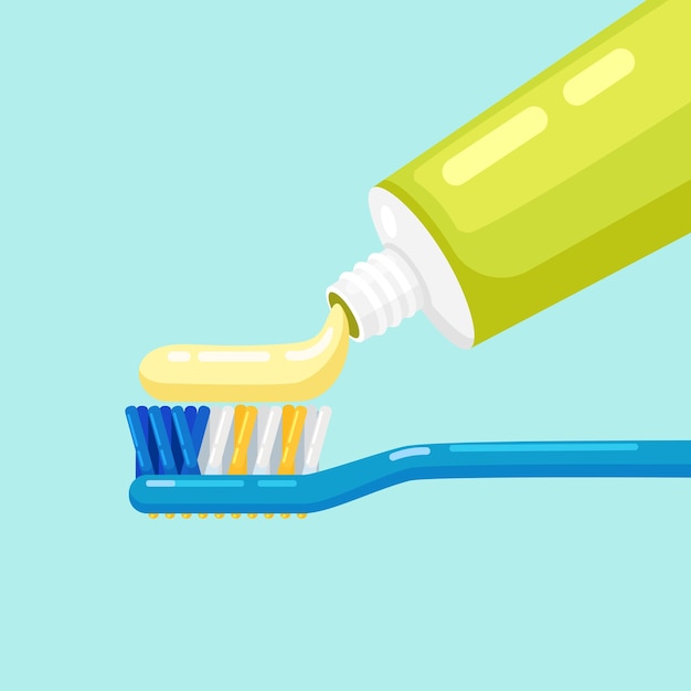 Vector cepillo de dientes y pasta de dientes para cepillar los dientes. cuidado dental