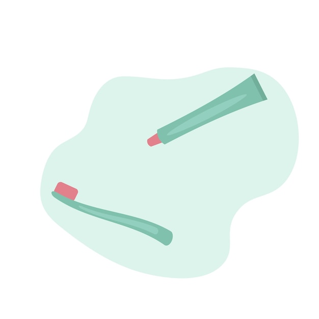 Cepillo de dientes y pasta de dientes concepto de cuidado dental y cuidado bucal ilustración de vector plano eps 10