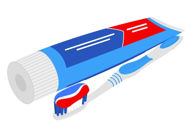 Vector cepillo de dientes y pasta de dientes