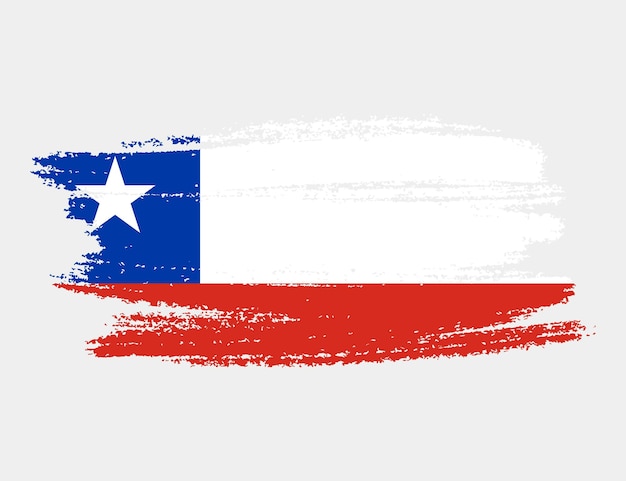 Cepillo grunge artístico bandera de Chile aislado sobre fondo blanco.
