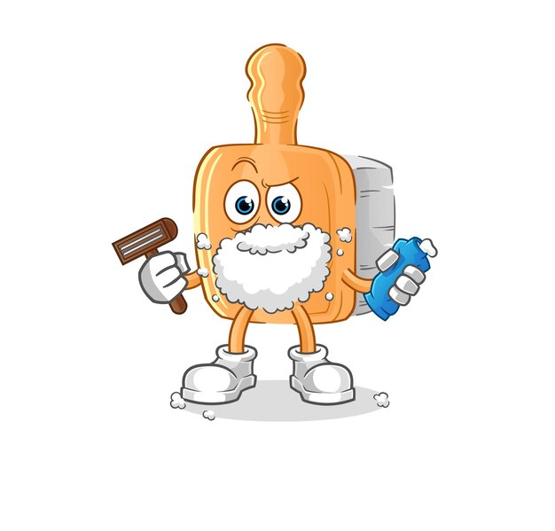 Cepillo de madera afeitado vector de vello facial cartoon characterxA