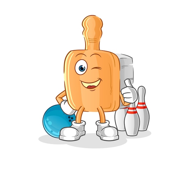Cepillo de madera jugar bolos ilustración carácter vectorxA