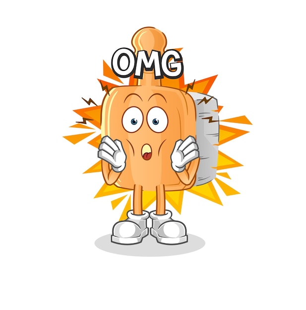 Cepillo de madera Oh mi Dios vector personaje de dibujos animados