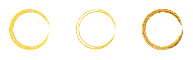 Vector cepillo de pintura de textura de brillo de círculo de oro sobre fondo negro
