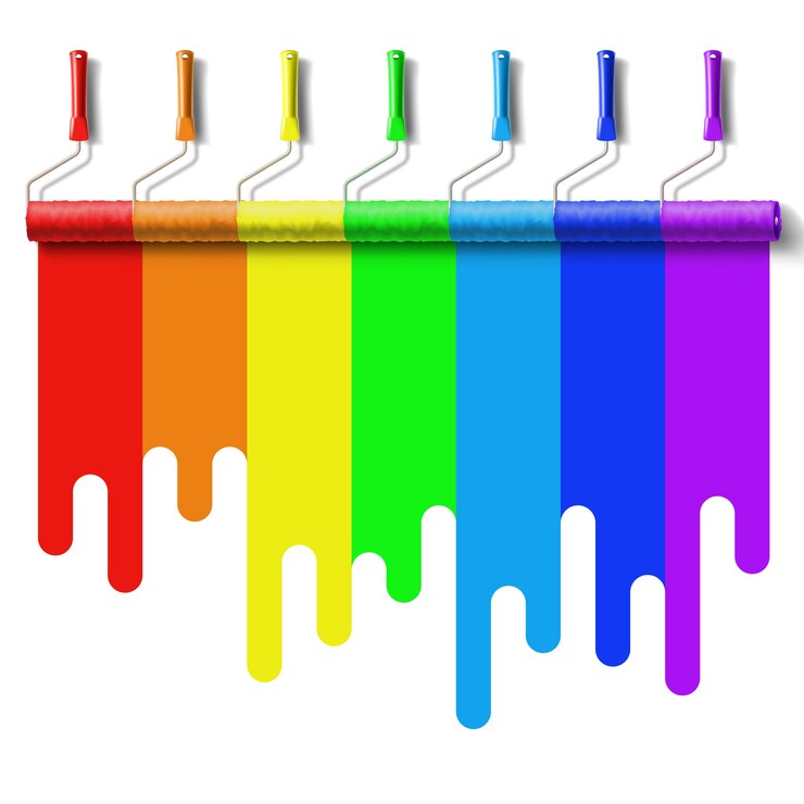 Vector cepillo de rodillo con pintura de colores del arco iris