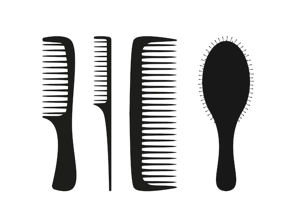 Vector cepillos para el cabello de dibujos animados peines de plástico para el cuidado del cabello conjunto de ilustración de vector de cepillo de estilo de cabello de moda herramientas de accesorios de peluquería