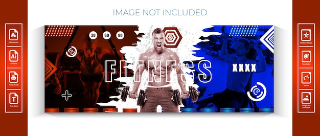 Cepillos fitness cuerpo facebook portada banner página diseño plantilla premium vector