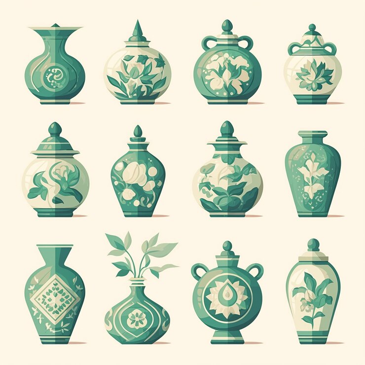 Vector cerámica de celadón con esmalte verde jade