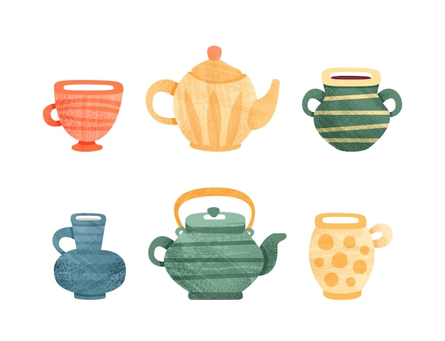 La cerámica y la cerámica como conjunto vectorial de utensilios de cocina