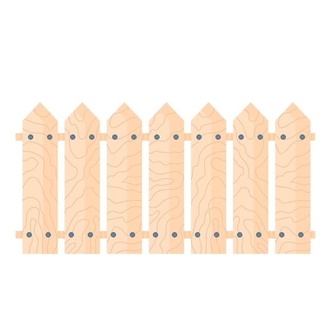 Cerca de madera del jardín ilustración vectorial aislada sobre fondo blanco pared de madera de la granja