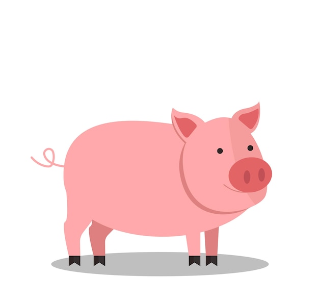 Cerdo de dibujos animados sobre un fondo blanco Ilustración vectorial en un estilo plano