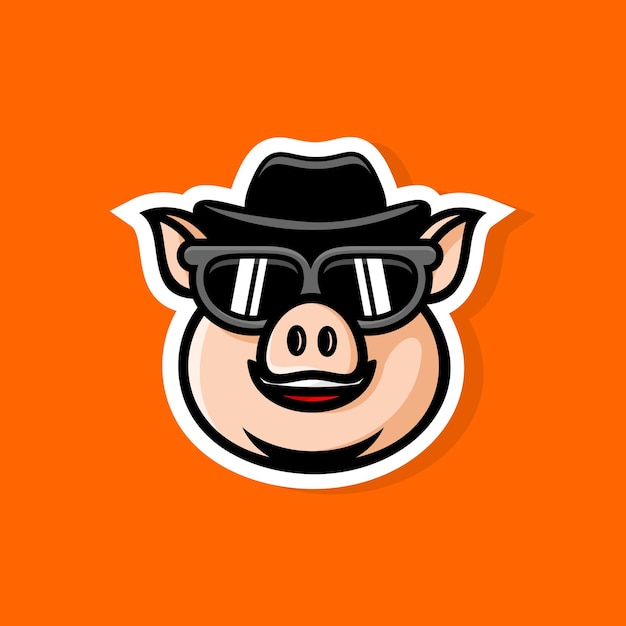 cerdo de dibujos animados con un sombrero de detective y gafas de sol