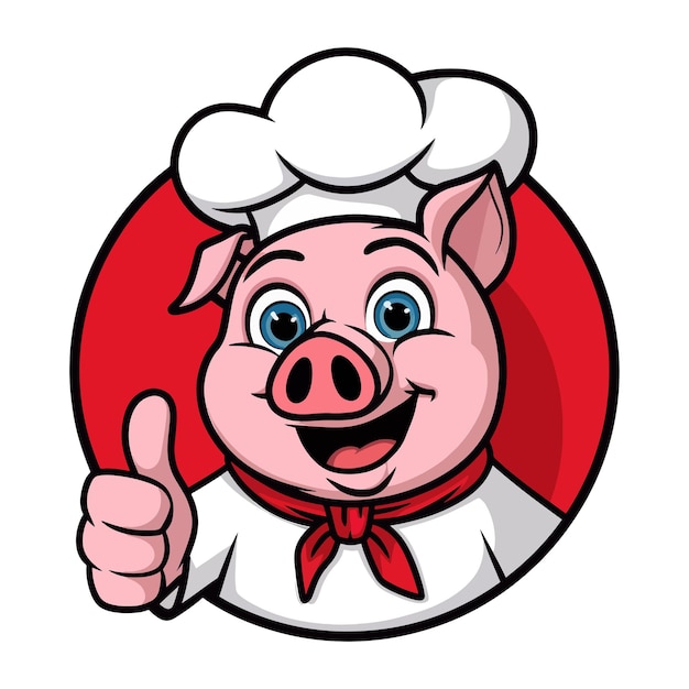 cerdo de dibujos animados con uniforme de chef