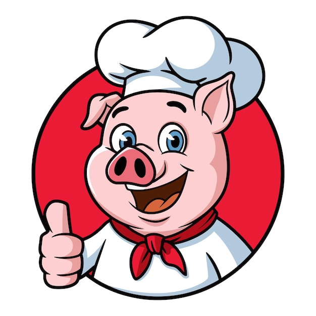 cerdo de dibujos animados con uniforme de chef