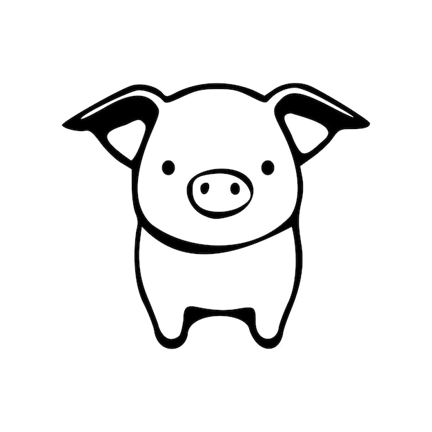 Vector cerdo, garabato, negro, contornos, vector, ilustración