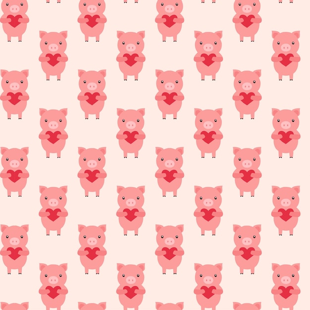 Un cerdo lindo con un corazón en el fondo.