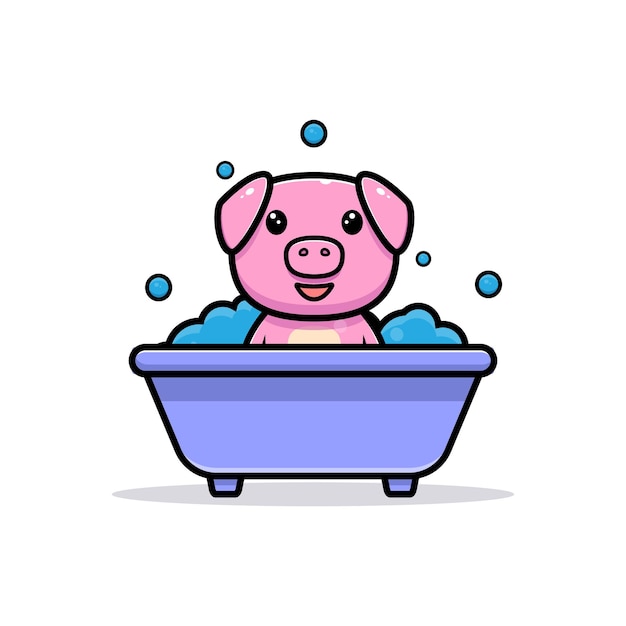 Cerdo lindo dentro del personaje de la mascota de la bañera