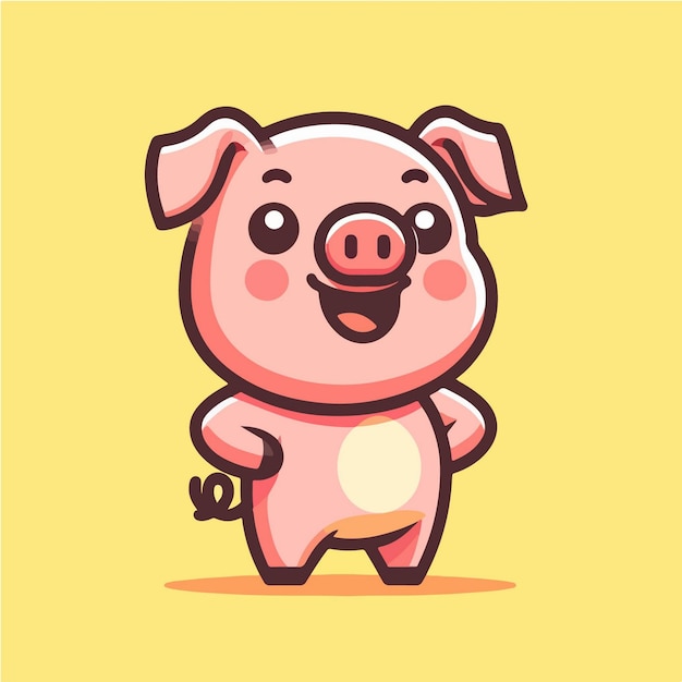 Vector el cerdo está de pie feliz ilustración de icono vectorial de dibujos animados icono de naturaleza animal concepto aislado