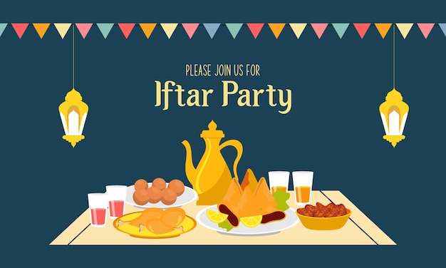 Cerebración de la fiesta de la fiesta de Iftar Eating After Fasting