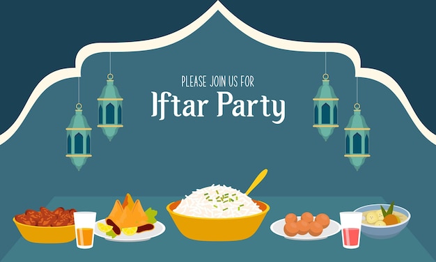 Cerebración de la fiesta de la fiesta de Iftar Eating After Fasting