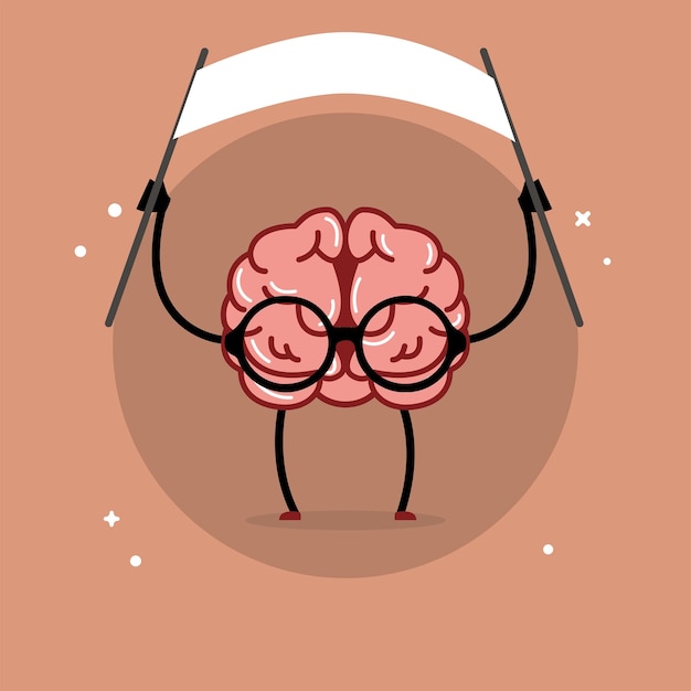 El cerebro aislado del personaje de dibujos animados Vector