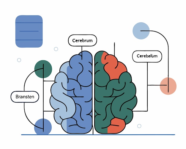 Cerebro anatomía humana biología órgano sistema corporal atención de la salud y ilustración médica dibujada a mano