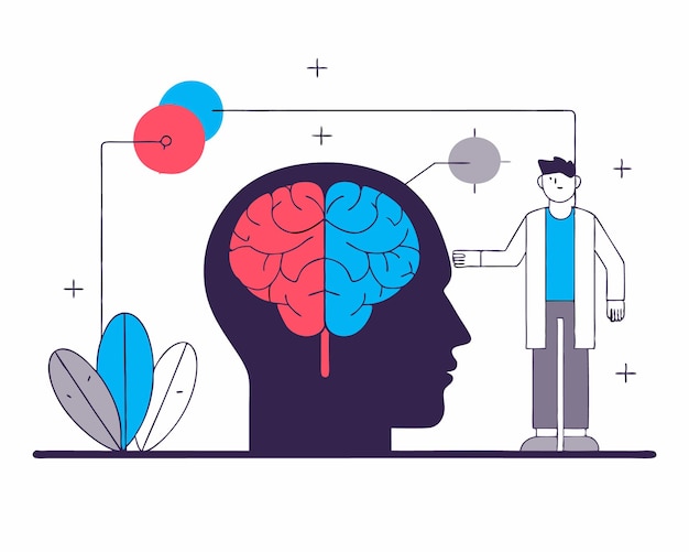 Cerebro anatomía humana biología órgano sistema corporal atención de la salud y ilustración médica dibujada a mano