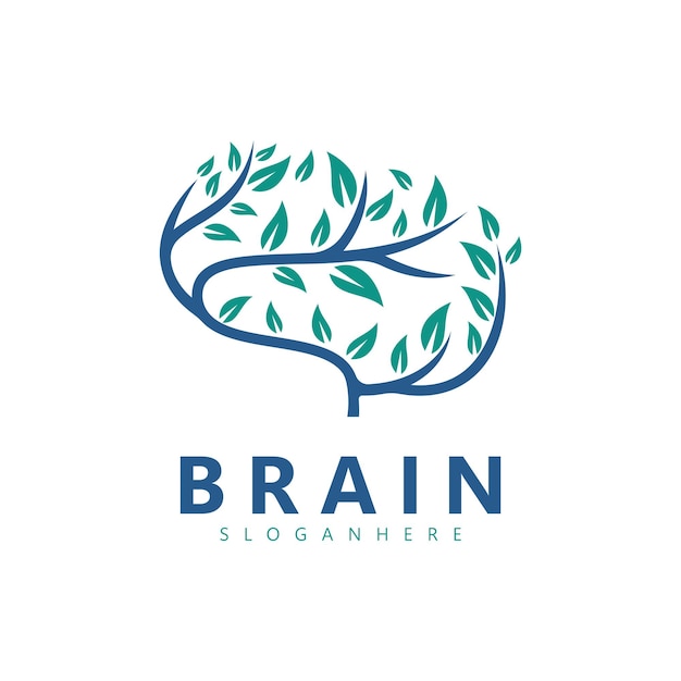 Cerebro árbol logo diseño inspiración vector icono