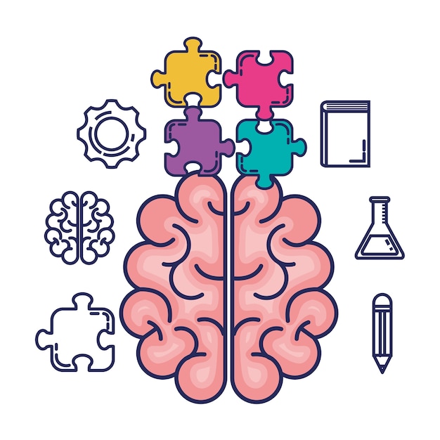 Cerebro asalto conjunto de iconos