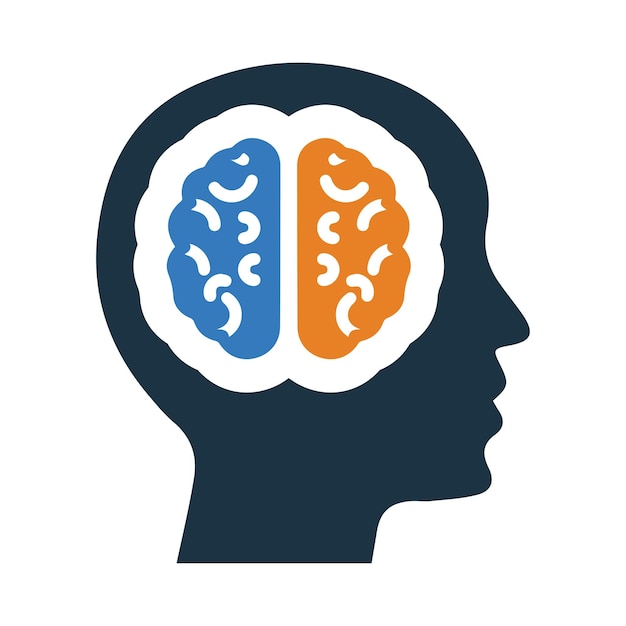 El cerebro, la cabeza, el cerebro humano, la idea, la innovación, la investigación cerebral, la creatividad, el icono del cerebro humano.