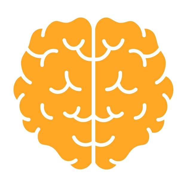 cerebro de color amarillo con diseño naranja y amarillo en un fondo blanco