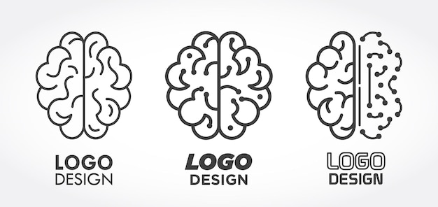 Vector cerebro conocimiento logo diseño conjunto inteligencia mente idea creativa plantilla