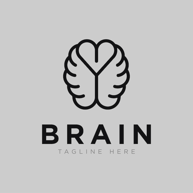 El cerebro diseña el logotipo del amor, el concepto del corazón, la plantilla del logotipo del cerebro.