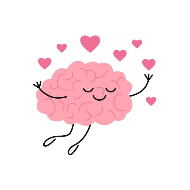 Cerebro enamorarse volar con corazones lindo personaje Estado romántico imaginación relajarse Ámate a ti mismo