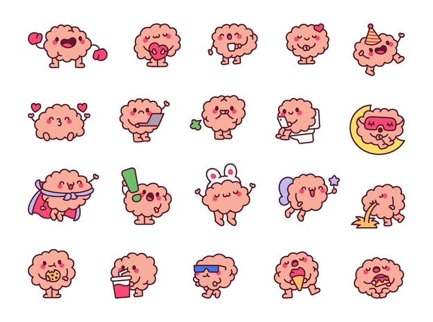 El cerebro es un personaje creativo, un órgano kawaii inteligente.