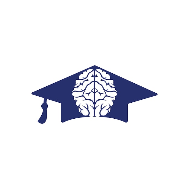 Cerebro y gorra de graduación icono vector logo diseño