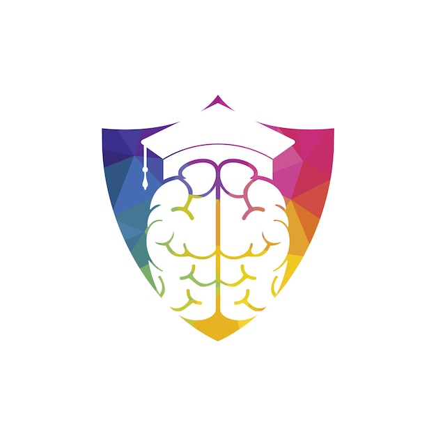 Cerebro y gorra de graduación icono vector logo diseño