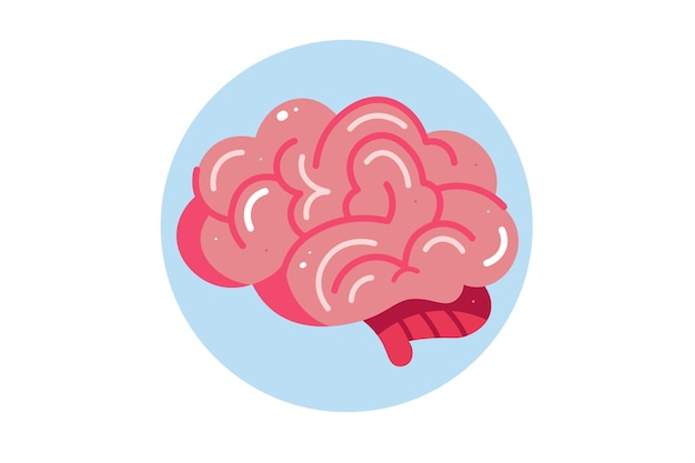 Cerebro humano. Órgano interno, anatomía. Símbolo de órganos. Icono plano de dibujos animados de vector.