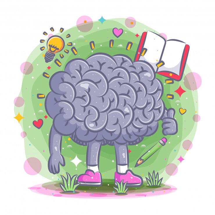 Vector el cerebro inteligente con los útiles escolares de ilustración.