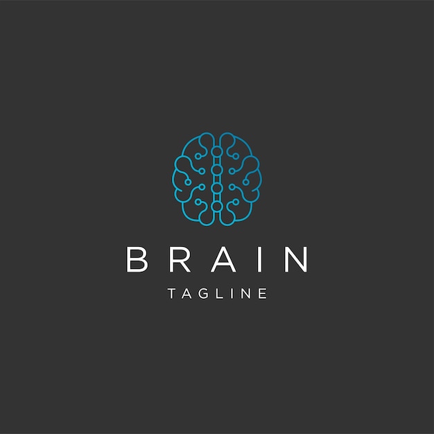 Cerebro línea arte logo icono diseño plantilla vector plano